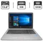 Ноутбук HP 250 G5 / 15.6" (1366x768) TN / Intel Celeron N3060 (2 ядра по 1.6 - 2.48 GHz) / 8 GB DDR3 / 120 GB SSD / Intel HD Graphics 400 / WebCam / DVD-ROM б/в