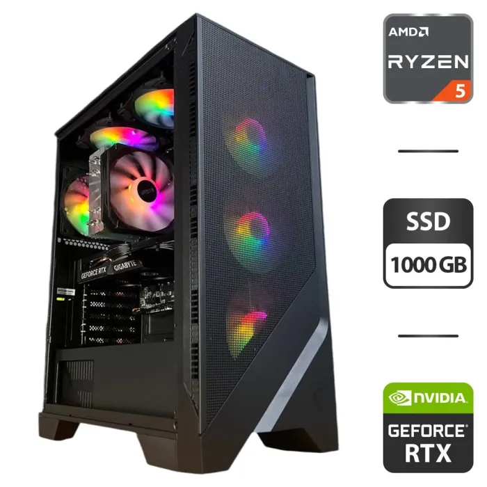 Збірка під замовлення:ігровий ПК MSI MAG Forge 120A Tower / AMD Ryzen 5 5600 (6 (12) ядер по 3.5 - 4.4 GHz) / 32 GB DDR4 / 1000 GB SSD M.2 / nVidia GeForce RTX 4060, 8 GB GDDR6, 128-bit / 650W - зображення 1