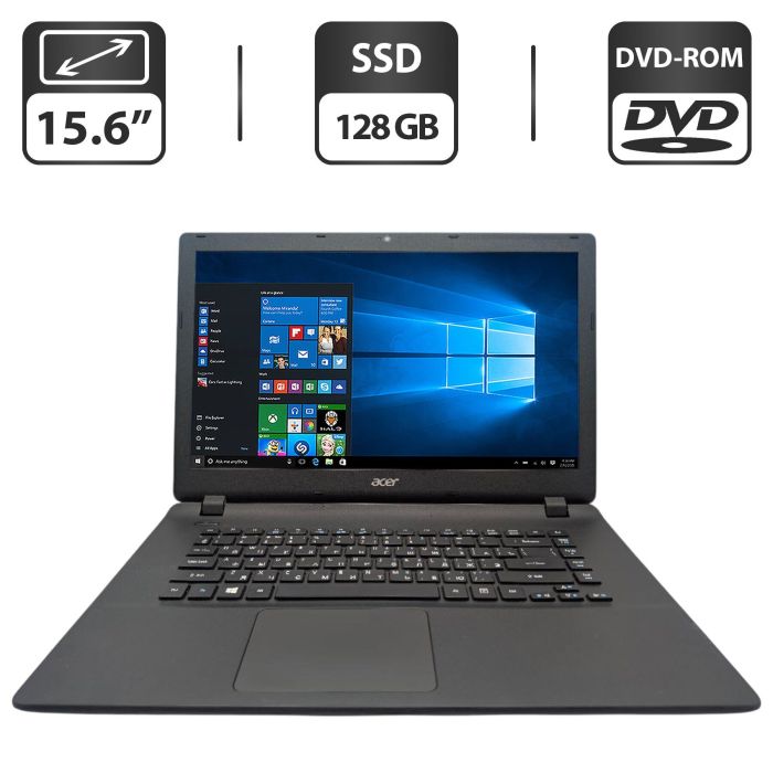 Ноутбук Acer Aspire ES1-521 / 15.6" (1366x768) TN / AMD E2-6110 (4 ядра по 1.5 GHz) / 8 GB DDR3 / 128 GB SSD / AMD Radeon R2 Graphics / WebCam / DVD-ROM б/в - зображення 1