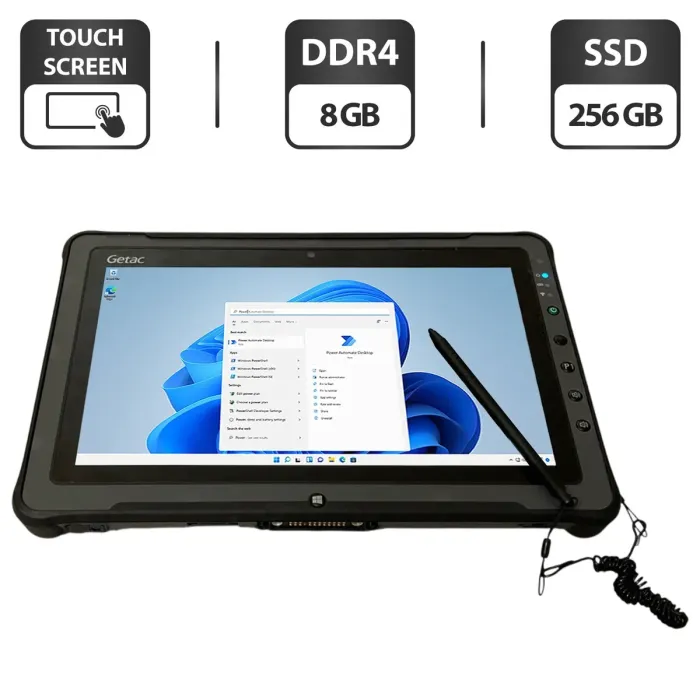 Захищений планшет Getac F110 G4 / 11.6" (1920x1080) IPS Touch / Intel Core i5-7200U (2 (4) ядра по 2.5 - 3.1 GHz) / 8 GB DDR4 / 256 GB SSD / Intel HD Graphics 620 / WebCam / Стилус / Два АКБ б/в - зображення 1