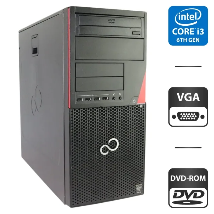 Комп'ютер Fujitsu Esprimo P556 E85 Tower / Intel Core i3-6100 (2 (4) ядра по 3.7 GHz) / 4 GB DDR4 / 320 GB HDD / Intel HD Graphics 530 / DVD-ROM б/в - зображення 1
