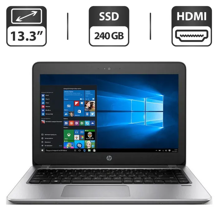 Ноутбук Б-клас HP ProBook 430 G4 / 13.3" (1366x768) TN / Intel Core i3-7100U (2 (4) ядра по 2.4 GHz) / 4 GB DDR4 / 240 GB SSD / Intel HD Graphics 620 / WebCam / HDMI / Windows 10 Pro б/в - зображення 1