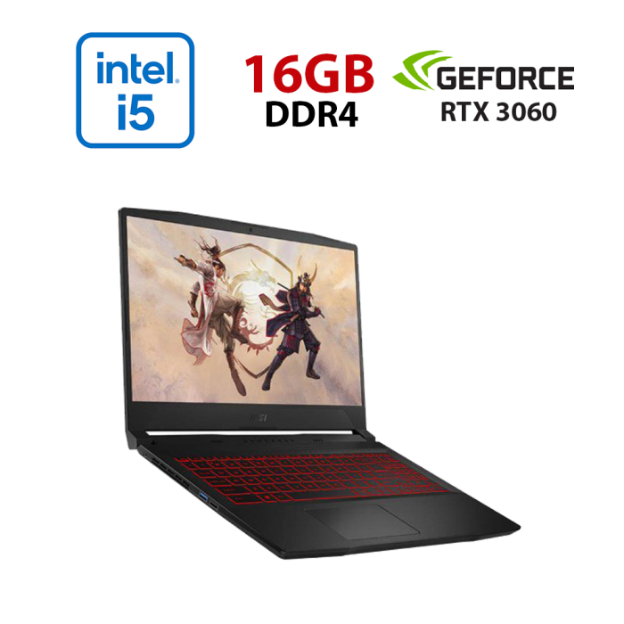 Ігровий ноутбук MSI Katana GF66 11UE-1006NEU / 15,6" (1920x1080) IPS / Intel Core i5-11400H (6 (12) ядер по 2,2 - 4,5 ГГц) / 16 ГБ DDR4 / 480 ГБ SSD / nVidia GeForce RTX 3060, 6 ГБ GDDR6, 192-біт / Веб-камера б/в - зображення 1