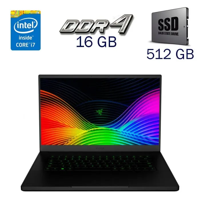 Ігровий ноутбук Б-клас Razer Blade 15 / 15.6" (1920x1080) IPS / Intel Core i7-10750H (6 (12) ядер по 2.6 - 5.0 GHz) / 16 GB DDR4 / 512 GB SSD / nVidia GeForce RTX 2060, 6 GB GDDR6, 192-bit / WebCam б/в - зображення 1