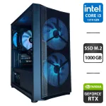 Складання під замовлення: ігровий ПК Qube Wind Black Tower / Intel Core i3-12100F (4(8) ядра по 3.3-4.3GHz) / 16GB DDR4 / 1000GB SSD M.2 / GeForce RTX 3060, 12GB GDDR6, 192-bit / HDMI / 650W