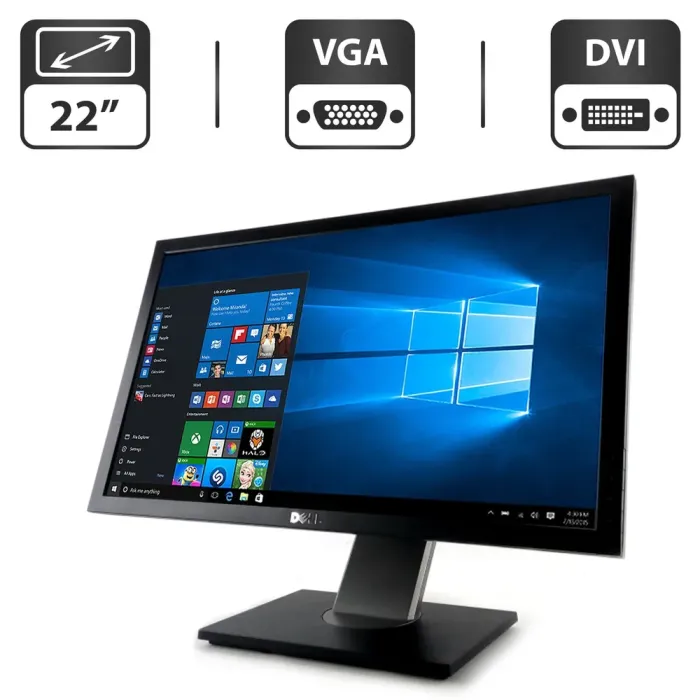 Монітор Dell Professional P2210f/22'' (1680x1050) TN/VGA, DVI, DisplayPort, USB-Hub/VESA 100x100 + Кабель живлення б/в - зображення 1