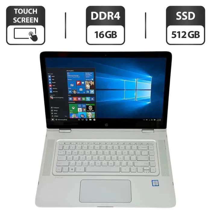 Ультрабук-трансформер HP Spectre x360 15-ap012dx / 15.6" (3840x2160) IPS Touch / Intel Core i7-6500U (2 (4) ядра по 2.5 - 3.1 GHz) / 16 GB DDR4 / 512 GB SSD / Intel HD Graphics 520 / WebCam / Windows 10 Home б/в - зображення 1