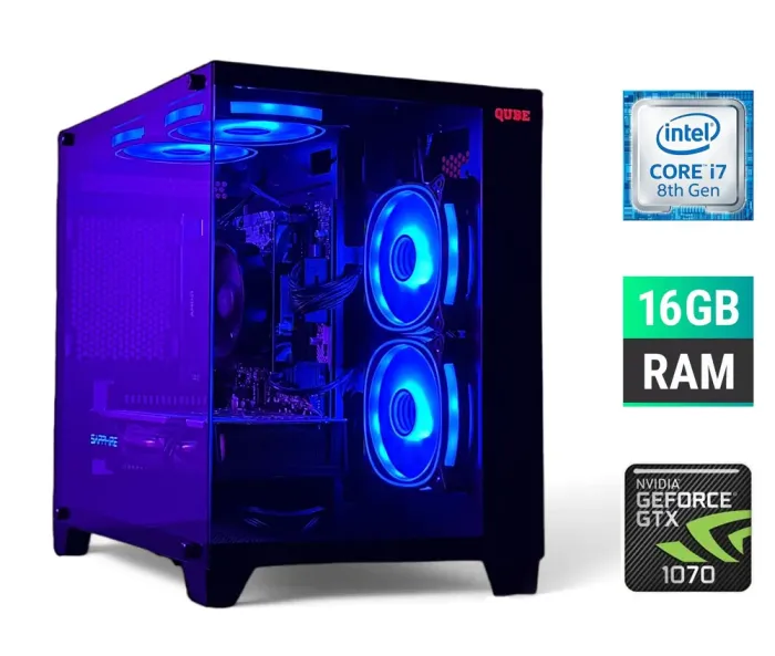 Ігровий ПК Tower / Intel Core i7-8700K (6 (12) ядер по 3.7 - 4.7 GHz) / 16 GB DDR4 / 500 GB SSD / nVidia GeForce GTX 1070, 8 GB GDDR5, 256-bit б/в - зображення 1