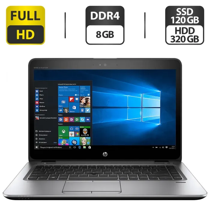 Ультрабук Б-клас HP EliteBook 840 G3 / 14" (1920x1080) TN / Intel Core i5-6300U (2 (4) ядра по 2.4 - 3.0 GHz) / 8 GB DDR4 / 120 GB SSD + 320 GB HDD / Intel HD Graphics 520 / WebCam / DisplayPort / Windows 10 Pro б/в - зображення 1