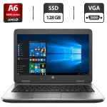 Ультрабук HP ProBook 645 G2 / 14" (1366x768) TN / AMD Pro A6-8500B (2 ядра по 1.6-3 GHz) / 4 GB DDR3 / 128 GB SSD / AMD Radeon R5 Graphics / WebCam / DVD-ROM / VGA б/в