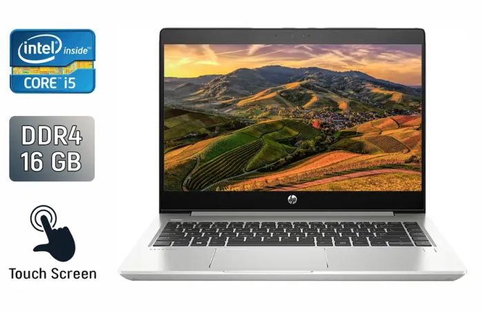 Ноутбук HP ProBook 450 G6 / 15.6" (1366x768) TN Touch / Intel Core i5-8265U (4 (8) ядра по 1.6 - 3.9 GHz) / 16 GB DDR4 / 480 GB SSD / Intel UHD Graphics / WebCam / TouchID / Windows 10 б/в - зображення 1