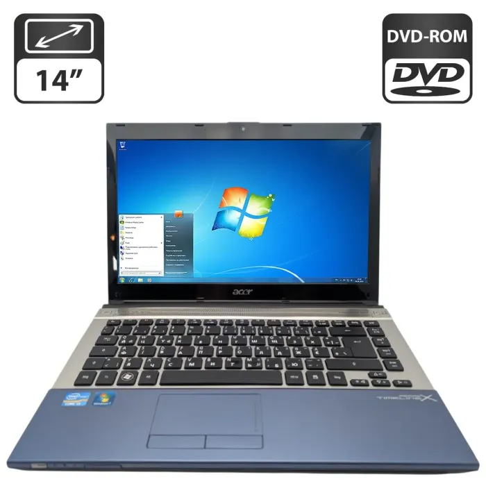 Ноутбук Acer Aspire 4830T / 14" (1366x768) TN / Intel Core i3-2310M (2 (4) ядра по 2.1 GHz) / 8 GB DDR3 / 320 GB HDD / Intel HD Graphics 3000 / WebCam / DVD-ROM б/в - зображення 1