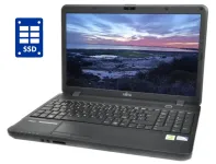 Ультрабук Б-клас Fujitsu Lifebook AH502 / 15.6" (1366x768) TN / Intel Pentium 2020M (2 ядра по 2.4 GHz) / 8 GB DDR3 / 128 GB SSD / Intel HD Graphics / WebCam / DVD-ROM / АКБ не тримає б/в