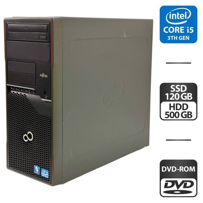 Комп'ютер Fujitsu Celsius W420 Tower / Intel Core i5-3470 (4 ядра по 3,2 - 3,6 ГГц) / 16 ГБ DDR3 / 120 ГБ SSD + 500 ГБ HDD / Intel HD Graphics 2500 / DVD-ROM б/в - изображение 1