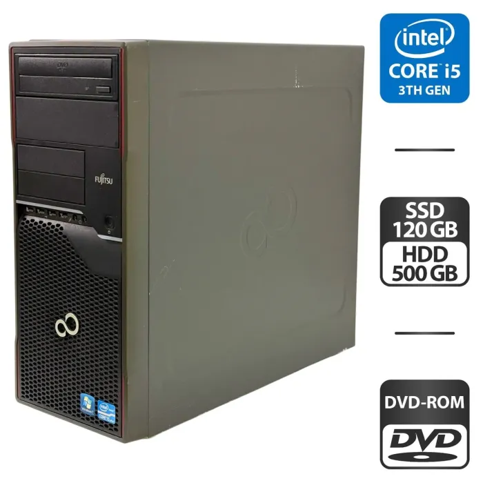 Комп'ютер Fujitsu Celsius W420 Tower / Intel Core i5-3470 (4 ядра по 3,2 - 3,6 ГГц) / 16 ГБ DDR3 / 120 ГБ SSD + 500 ГБ HDD / Intel HD Graphics 2500 / DVD-ROM б/в - зображення 1
