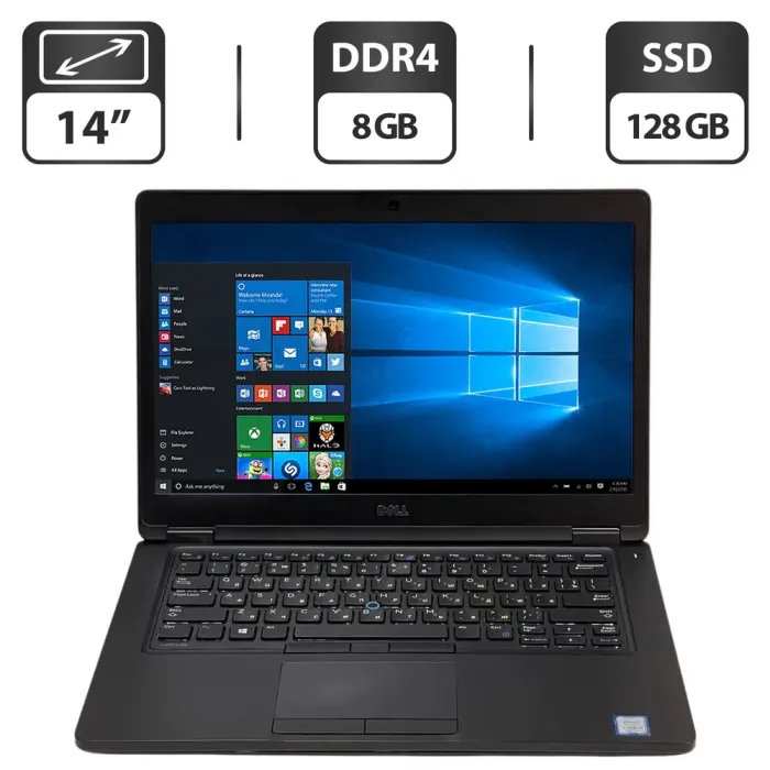 Ультрабук Dell Latitude 5480 / 14" (1366x768) TN / Intel Core i5-7200U (2 (4) ядра по 2.5 - 3.1 GHz) / 8 GB DDR4 / 128 GB SSD / Intel HD Graphic 620 / WebCam / Windows 10 Pro б/в - зображення 1