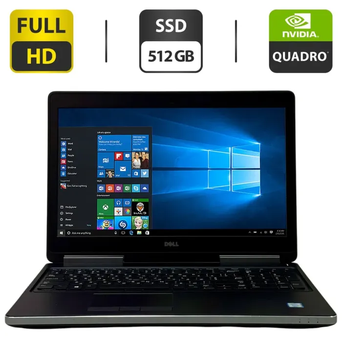 Мобільна робоча станція Dell Precision 7510 / 15,6" (1920x1080) IPS / Intel Xeon E3-1505M v5 (4 (8) ядра по 2,8 - 3,7 ГГц) / 24 ГБ DDR4 / 512 ГБ SSD / nVidia Quadro M2000M, 4 ГБ GDDR5, 128-біт / WebCam б/в - зображення 1