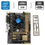 Комплект: Материнська плата Asus H81M-C / Intel Core i3-4130 (2 (4) ядра по 3.4 GHz) / 8 GB DDR3 / Socket LGA 1150 / Задня заглушка б/в