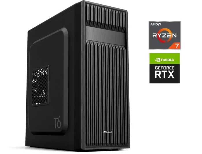 Ігровий ПК Zalman T6 Tower / AMD Ryzen 7 3700X (8 (16) ядер по 3.6 - 4.4 GHz) / 32 GB DDR4 / 256 GB SSD + 1000 GB HDD / nVidia GeForce RTX 3060, 12 GB GDDR6, 192-bit / 600W / Win 10 б/в - зображення 1