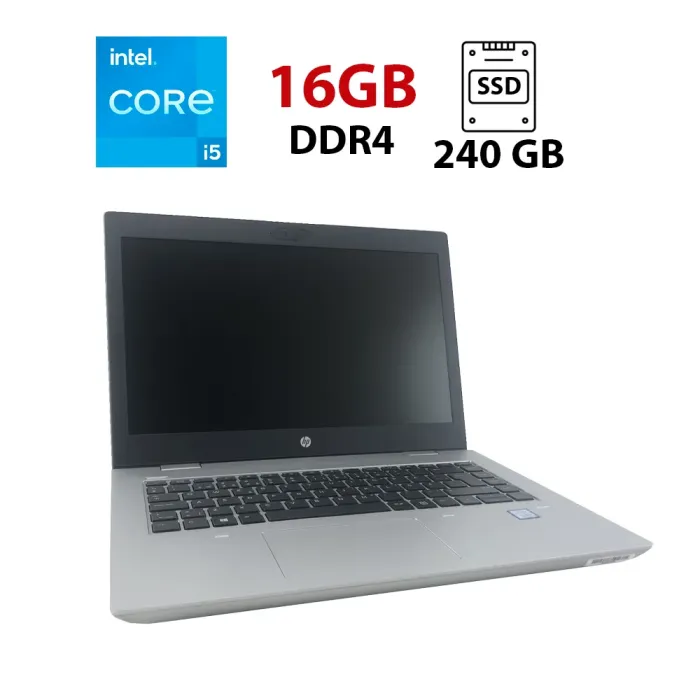 Ноутбук HP ProBook 640 G5 / 14" (1920x1080) IPS / Intel Core i5-8265U (4 (8) ядра по 1.6 - 3.9 GHz) / 16 GB DDR4 / 240 GB SSD / Intel UHD Graphics 620 / WebCam б/в - зображення 1