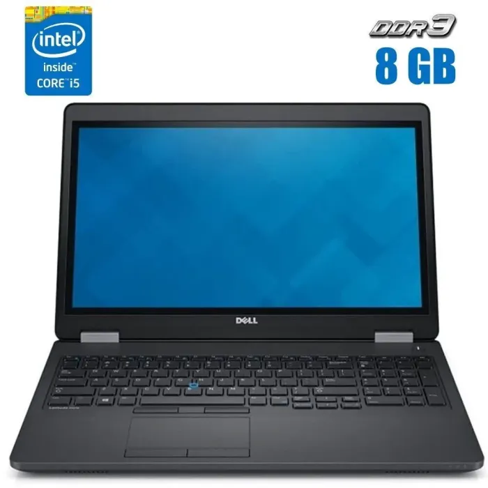 Ноутбук Б-клас Dell Latitude E5550 / 15.6" (1366x768) TN Touch / Intel Core i5-5300U (2 (4) ядра по 2.3 - 2.9 GHz) / 8 GB DDR3 / 256 GB SSD / Intel HD Graphics 5500 / WebCam / Windows 10 б/в - зображення 1