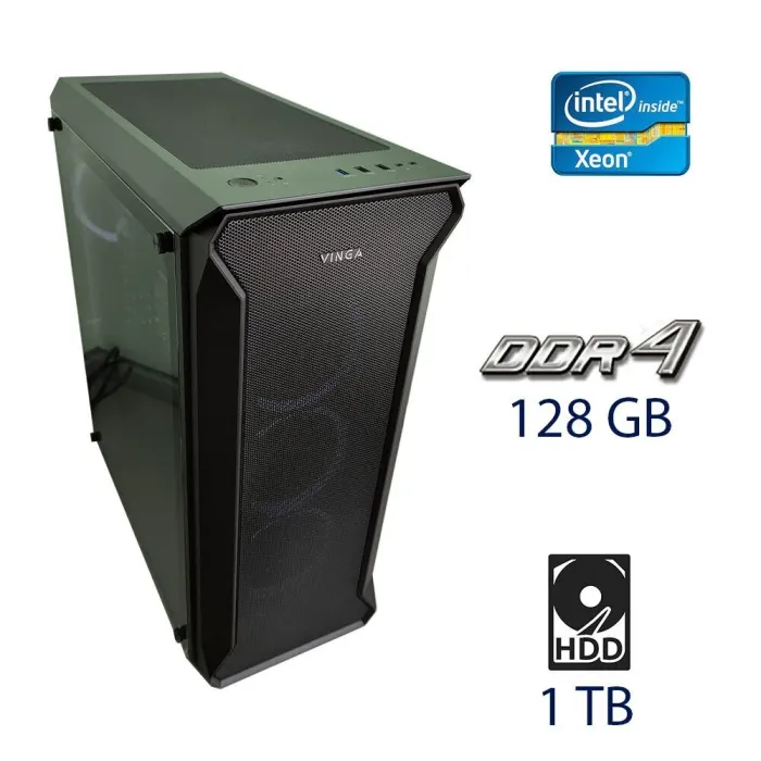 Сервер Mid Vinga Tower / 2x Intel Xeon E5-2643 v3 (6 (12) ядра по 3.4 - 3.7 GHz) / 128 GB DDR4 / 1 TB HDD / 650W б/в - зображення 1
