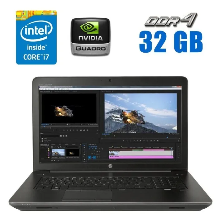 Мобільна робоча станція HP Zbook 17 G4 / 17.3" (1920x1080) IPS / Intel Core i7-7820HQ (4 (8) ядра по 2.9 - 3.9 GHz) / 32 GB DDR4 / 512 GB SSD / nVidia Quadro P5000, 16 GB GDDR5, 256-bit / WebCam / Windows 10 Pro б/в - зображення 1