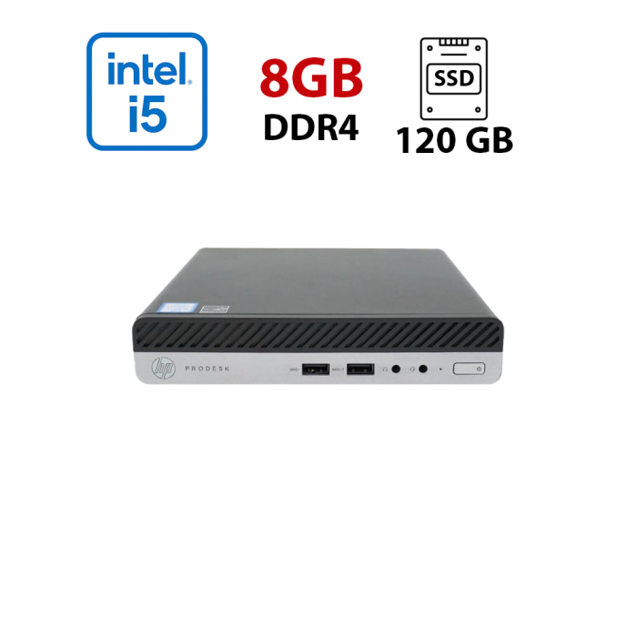 Неттоп HP ProDesk 400 G3 Mini USFF / Intel Core i5-7400T (4 ядра по 2.4 - 3.0 GHz) / 8 GB DDR4 / 120 GB SSD / Intel HD Graphics 510 / USB 3.1 / DisplayPort б/в - изображение 1