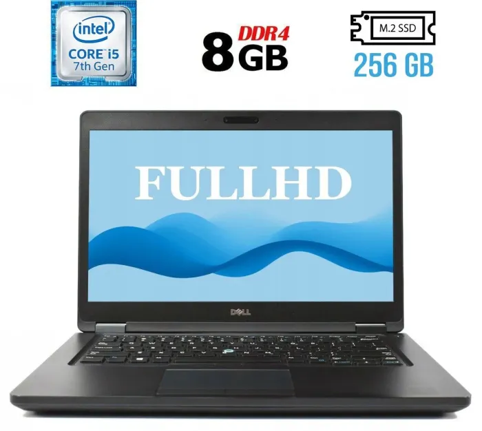 Ноутбук Б-клас Dell Latitude 5480 / 14" (1920x1080) IPS / Intel Core i5-7440HQ (4 ядра по 2.8 - 3.8 GHz) / 8 GB DDR4 / 256 GB SSD M.2 / Intel HD Graphics 630 / USB 3.1 / HDMI / Windows 11 б/в - зображення 1