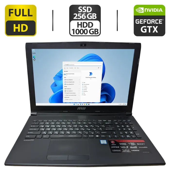 Ігровий ноутбук Б-клас MSI GP62 6QE MS-16J5 / 15.6" (1920x1080) TN / Intel Core i7-6700HQ (4 (8) ядра по 2.6 - 3.5 GHz) / 16 GB DDR4 / 256 GB SSD + 1000 GB HDD / nVidia GeForce GTX 960M, 4 GB GDDR5, 128-bit / WebCam / DVD-ROM б/в - зображення 1