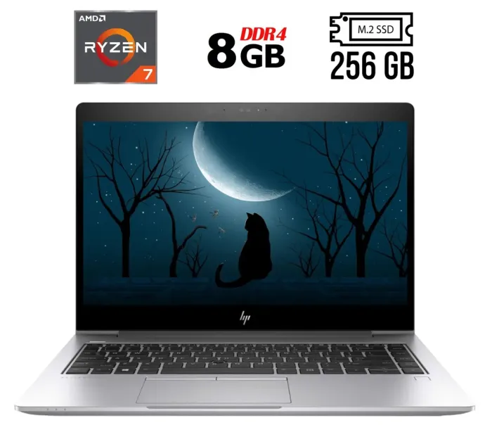 Ультрабук HP Elitebook 745 G5 / 14" (1920x1080) IPS / AMD Ryzen 7 Pro 2700U (4 (8) ядра по 2.2 - 3.8 GHz) / 8 GB DDR4 / 256 GB SSD M.2 / AMD Radeon Vega 10 Graphics / WebCam / Fingerprint / HDMI б/в - зображення 1