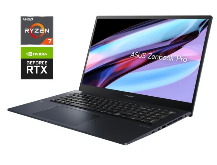 Ігровий ноутбук Б-клас Asus Zenbook Pro 17 / 17.3" (2560x1440) IPS / AMD Ryzen 7 6800H (8 (16) ядер по 3.2 - 4.7 GHz) / 16 GB DDR4 / 1000 GB SSD M.2 / nVidia GeForce RTX 3050, 4 GB GDDR6, 128-bit / WebCam б/в - зображення 1
