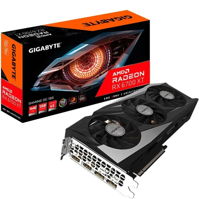 Дискретна відеокарта Gigabyte Radeon RX 6700 XT Gaming OC, 12 GB GDDR6, 192-bit / 2x HDMI, 2x DisplayPort / (GV-R67XTGAMING OC-12GD) б/в - зображення 1