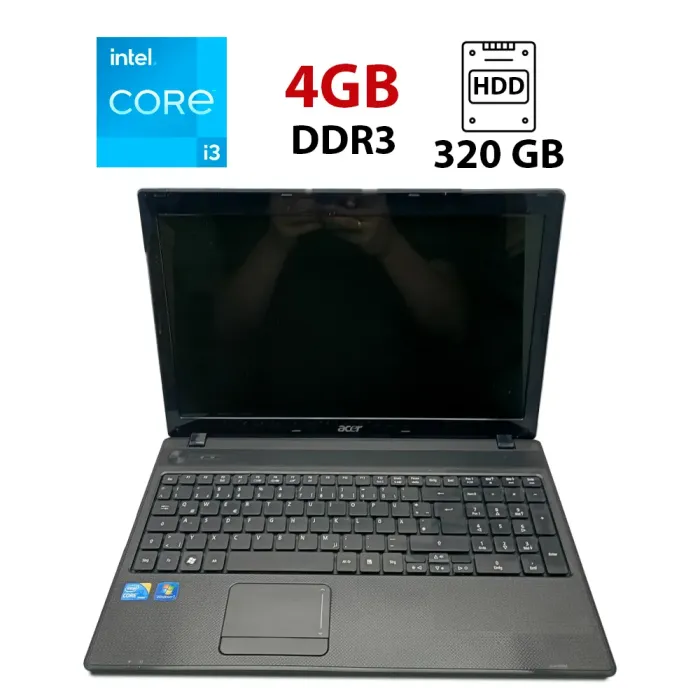 Ноутбук Acer 5742g / 15.6" (1366x768) TN / Intel Core i3-370M (2 (4) ядра по 2.4 GHz) / 4 GB DDR3 / 320 GB HDD / AMD Mobility Radeon HD 5000М / WebCam б/в - зображення 1