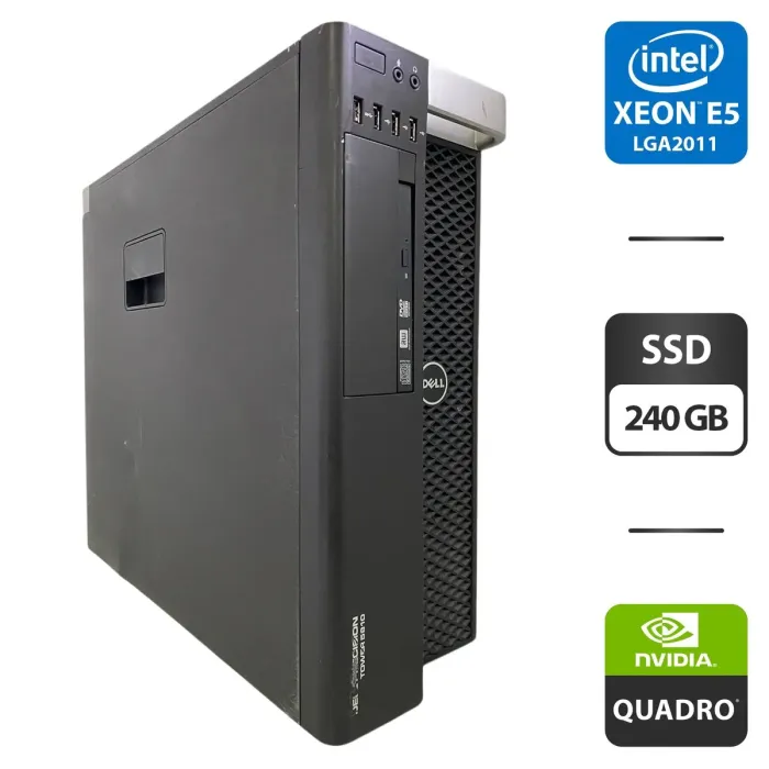 Робоча станція Б-клас Dell Precision T5810 Workstation Tower / Intel Xeon E5-2697 v3 (14 (28) ядер по 2.6 - 3.5 GHz) / 32 GB DDR4 / 240 GB SSD / nVidia Quadro K2200, 4 GB GDDR5, 128-bit / DVD-ROM / 685W б/в - зображення 1