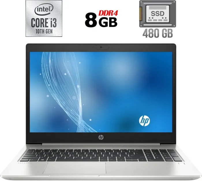 Ноутбук HP ProBook 450 G7 / 15.6" (1366x768) TN / Intel Core i3-10110U (2 (4) ядра по 2.1 - 4.1 GHz) / 8 GB DDR4 / 480 GB SSD / Intel UHD Graphics / WebCam / USB 3.1 / HDMI б/в - зображення 1
