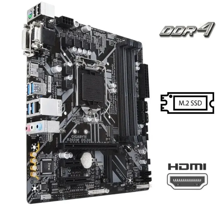 Материнська плата Gigabyte B360M DS3H / Socket LGA1151 / M.2 - зображення 1