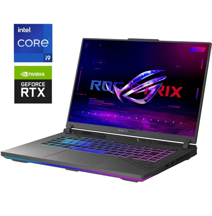 Ігровий ноутбук Asus ROG Strix G16 G614JIR / 16" (2560x1600) IPS / Intel Core i9-14900HX (24 (32) ядра по 2,2 - 5,7 ГГц) / 16 ГБ DDR5 / 1000 ГБ SSD NVMe / nVidia GeForce RTX 4070, 8 ГБ GDDR6, 128-bit / WebCam б/в - зображення 1