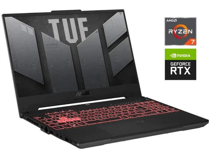 Ігровий ноутбук Asus TUF Gaming A15 FA507RM / 15.6" (1920x1080) IPS / AMD Ryzen 7 6800H (8 (16) ядер по 3.2 - 4.7 GHz) / 16 GB DDR4 / 512 GB SSD NVMe / nVidia GeForce RTX 3060, 6 GB GDDR6, 192-bit / WebCam б/в - зображення 1