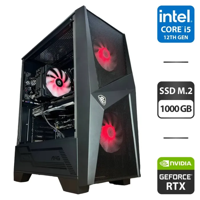 Ігровий ПК MSI MAG Forge 100M Black Tower / Intel Core i5-12400F (6 (12) ядер по 2.5 - 4.4 GHz) / 32 GB DDR4 / 1000 GB SSD M.2 / nVidia GeForce RTX 4060 Ti, 8 GB GDDR6, 128-bit / 650W / HDMI - зображення 1