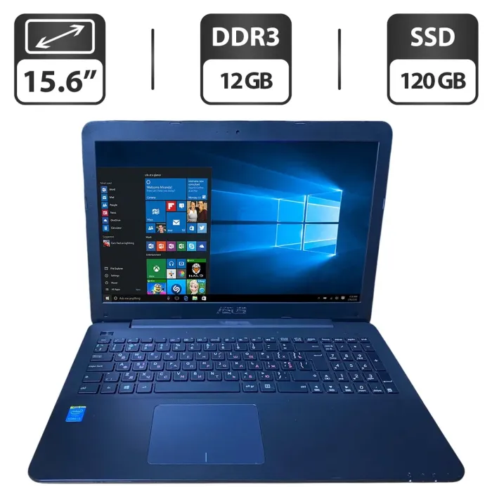 Ноутбук Б-клас Asus X554L / 15.6" (1366x768) TN / Intel Core i3-4005U (2 (4) ядра по 1.7 GHz) / 12 GB DDR3 / 120 GB SSD / Intel HD Graphics / WebCam / DVD-ROM б/в - зображення 1