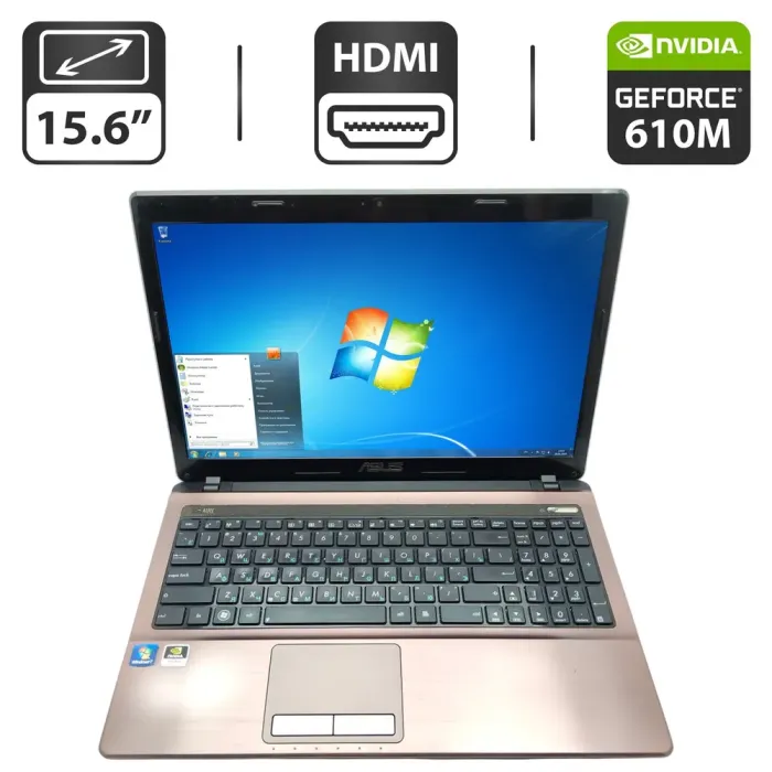 Ноутбук Asus K53S / 15.6" (1366x768) TN / Intel Core i5-2410M (2 (4) ядра по 2.3 - 2.9 GHz) / 6 GB DDR3 / 320 GB HDD / nVidia GeForce 610M, 2 GB GDDR3, 64-bit / WebCam / Посилена АКБ б/в - зображення 1