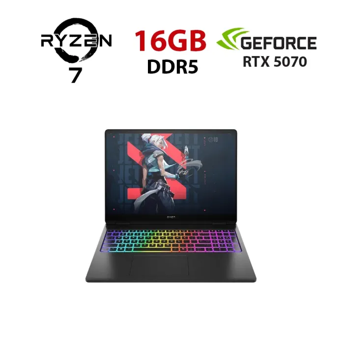 Ігровий ноутбук HP Omen 16-AP0800NO / 16" (1920x1080) IPS / AMD Ryzen AI 7 350 (8 (16) ядер по 2,0 - 5,0 ГГц) / 16 ГБ DDR5 / 960 ГБ SSD NVMe / nVidia GeForce RTX 5070, 8 ГБ GDDR7, 128-біт / Веб-камера б/в - зображення 1