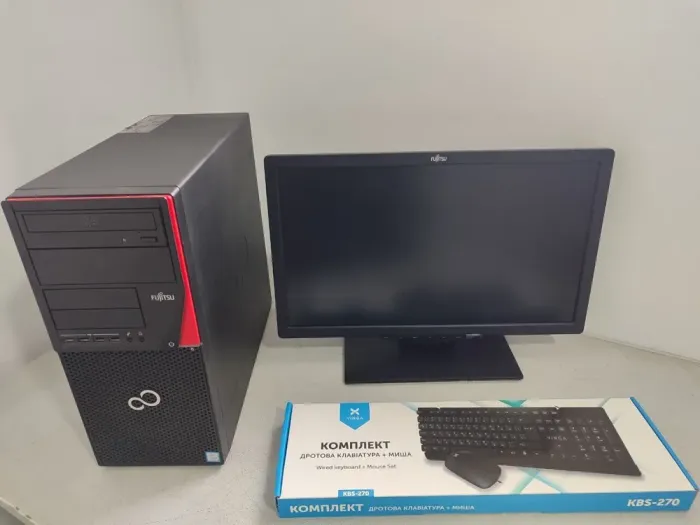 Комплект ПК:  комп'ютер Fujitsu Esprimo P756 E90+ Tower / Intel Core i3-6100 (2 (4) ядра по 3.7 GHz) / 8 GB DDR4 / 128 GB SSD + 500 GB HDD / Intel HD Graphics 530 + Монітор Б-клас 22" (1680x1050) TN  б/в - зображення 2
