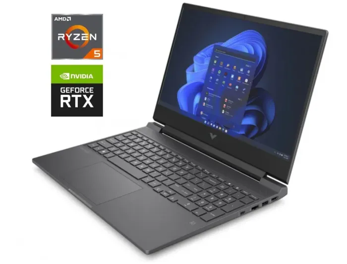 Ігровий ноутбук HP Victus 15-fb1013dx / 15.6" (1920x1080) IPS / AMD Ryzen 5 7535HS (6 (12) ядер по 3.3 - 4.55 GHz) / 8 GB DDR5 / 512 GB SSD / nVidia GeForce RTX 2050, 4 GB GDDR6, 64-bit / WebCam / Win 11 Home - зображення 1