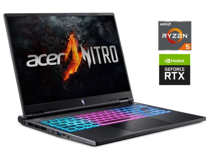 Ігровий ноутбук Acer Nitro 14 AN14-41 / 14.5" (1920x1200) IPS / AMD Ryzen 5 8645HS (6 (12) ядер по 4.3 - 5.0 GHz) / 16 GB DDR5 / 512 GB SSD M.2 / nVidia GeForce RTX 4060, 8 GB GDDR6, 128-bit / WebCam / Win 11 Home б/в - зображення 1