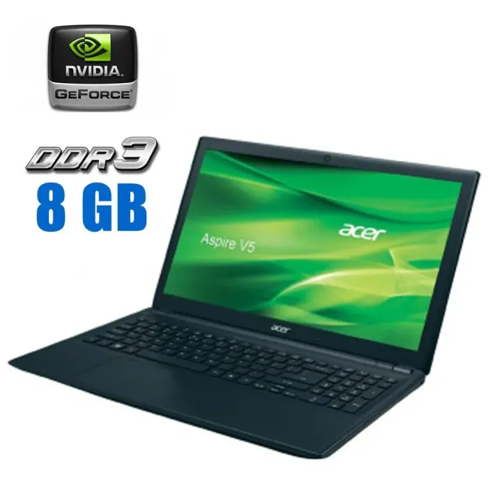 Ноутбук Б-клас Acer Aspire V5-531 / 15.6" (1366x768) TN / Intel Pentium 967 (2 ядра по 1.3 GHz) / 8 GB DDR3 / 120 GB SSD / nVidia GeForce GT 620M, 1 GB DDR3, 64-bit / WebCam б/в - зображення 1