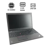 Ноутбук Lenovo ThinkPad T550 / 15.6" (1366x768) TN / Intel Core i5-5200U (2 (4) ядра по 2.2 - 2.7 GHz) / 8 GB DDR3 / 240 GB SSD / HD Graphics 5500 / WebCam б/в