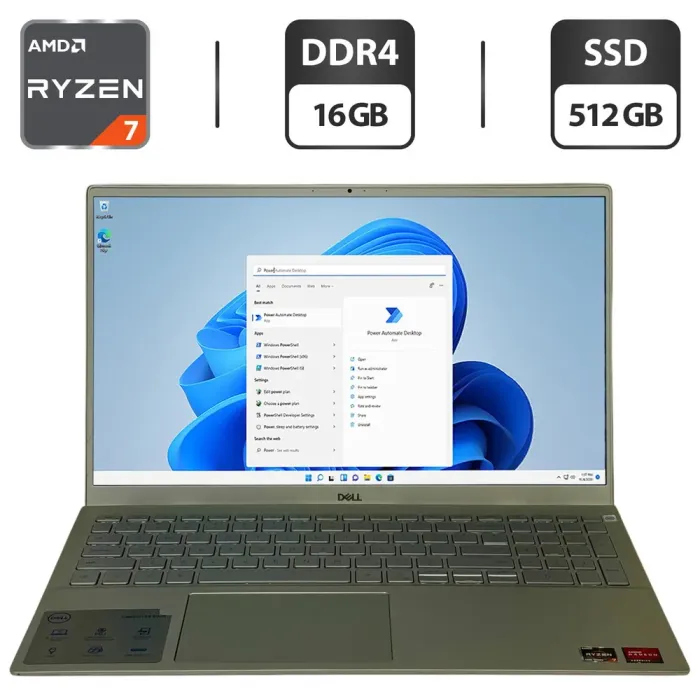 Ноутбук Б-клас Dell Inspiron 15 5505 / 15.6" (1920x1080) IPS / AMD Ryzen 7 4700U (8 ядер по 2.0 - 4.1 GHz) / 16 GB DDR4 / 512 GB SSD / AMD Radeon Graphics / WebCam / Windows 11 Home б/в - зображення 1