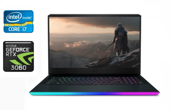 Ігровий ноутбук MSI MS-17K3 / 17.3" (1920x1080) IPS / Intel Core i7-11800H (8 (16) ядер по 2.3 - 4.6 GHz) / 32 GB DDR4 / 1000 GB SSD / nVidia GeForce RTX 3060, 6 GB GDDR6, 192-bit / WebCam / Windows 10 б/в - зображення 1